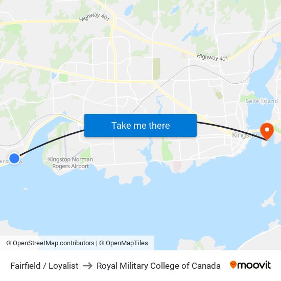 Loyalist Avenue (East Side Of Fairfield) to Royal Military College of Canada map