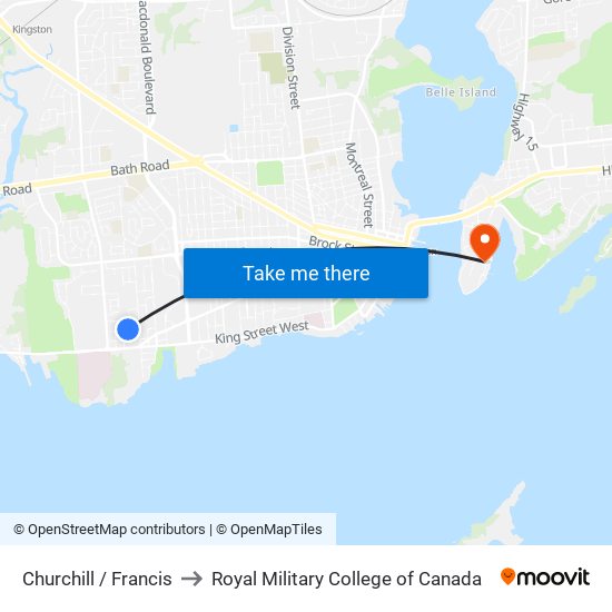 Churchill / Francis to Royal Military College of Canada map