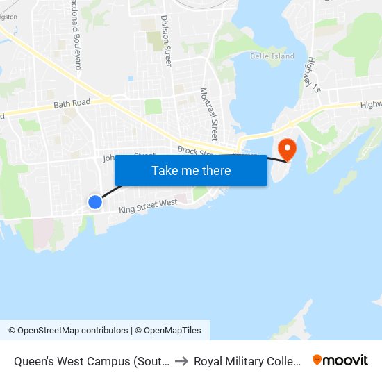 Queen's West Campus (South Side Of Union) to Royal Military College of Canada map