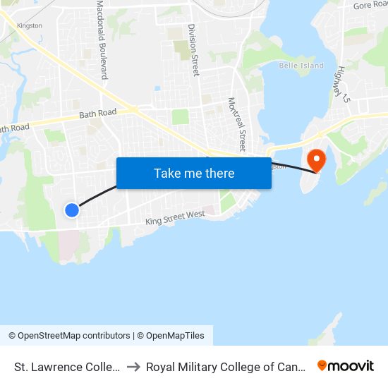 St. Lawrence College to Royal Military College of Canada map