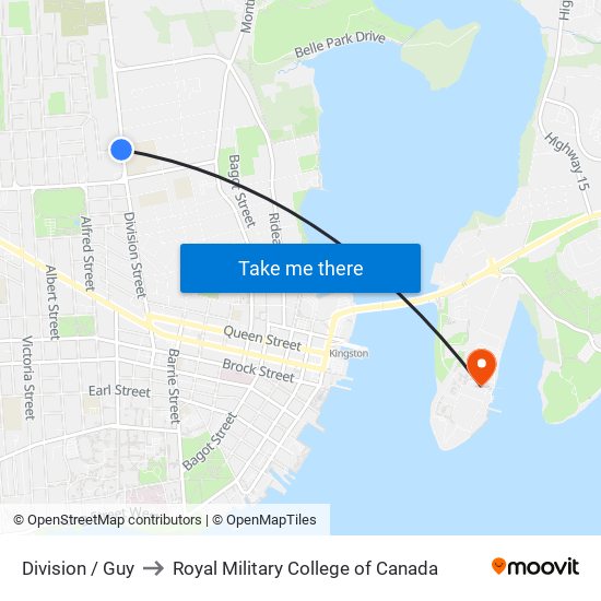 Division / Guy to Royal Military College of Canada map