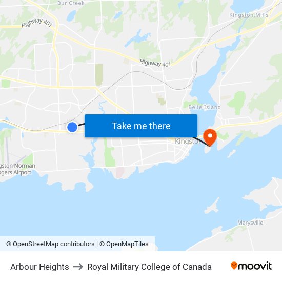 Arbour Heights to Royal Military College of Canada map