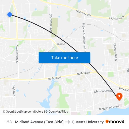 1281 Midland Avenue (East Side) to Queen's University map