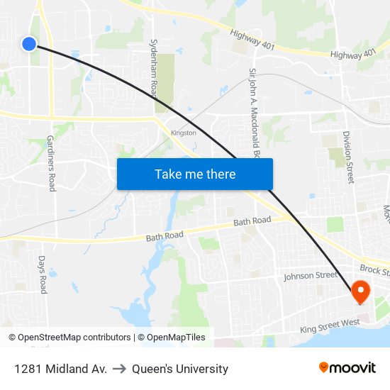 1281 Midland Avenue (East Side) to Queen's University map