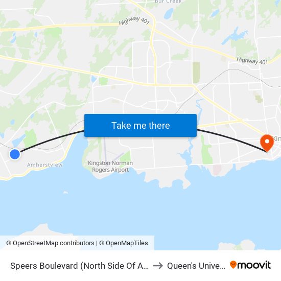 Speers Boulevard (North Side Of Amherst) to Queen's University map