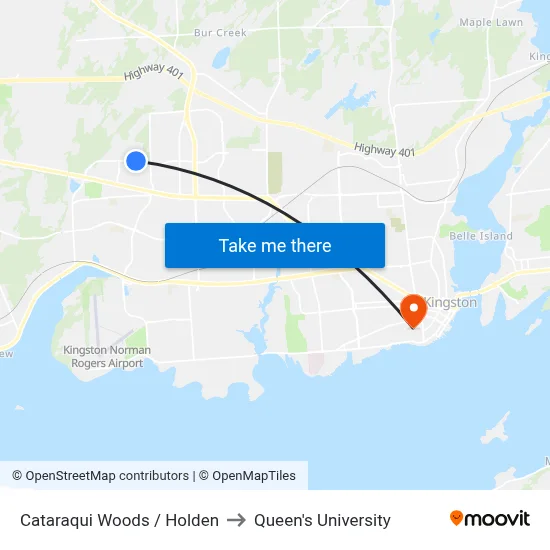 Cataraqui Woods / Holden to Queen's University map