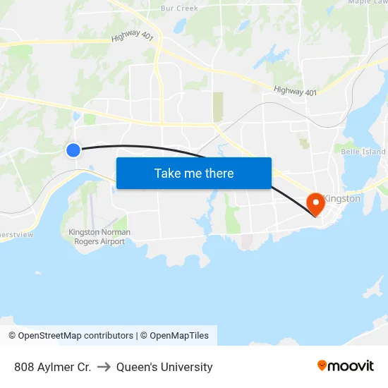 808 Aylmer Cr. to Queen's University map