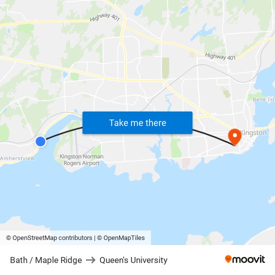 Bath / Maple Ridge to Queen's University map