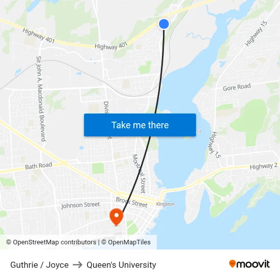 Guthrie / Joyce to Queen's University map