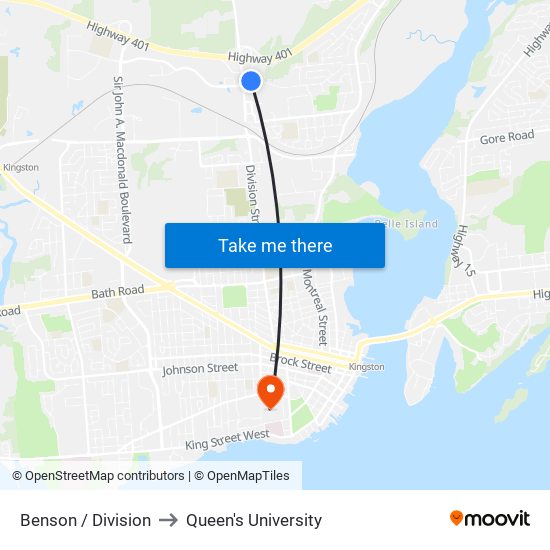 Benson / Division to Queen's University map