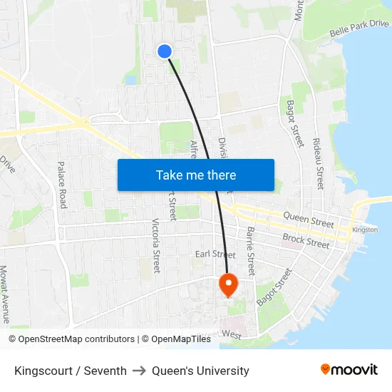 Kingscourt / Seventh to Queen's University map