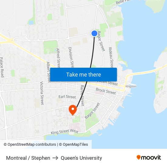 Montreal / Stephen to Queen's University map