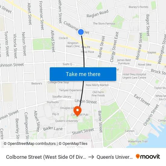 Division / Colborne to Queen's University map
