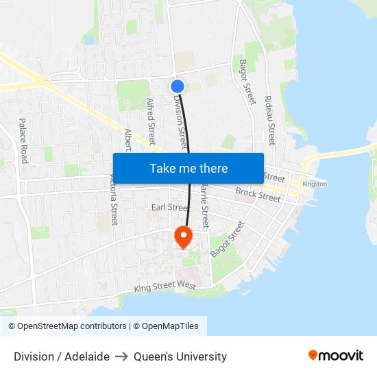 Adelaide Street (East Side Of Division) to Queen's University map