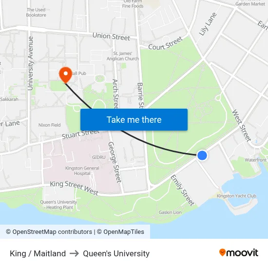 King / Maitland to Queen's University map