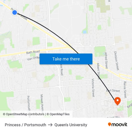 Portsmouth Avenue (South Side Of Princess) to Queen's University map