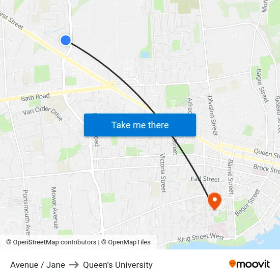 Avenue / Jane to Queen's University map