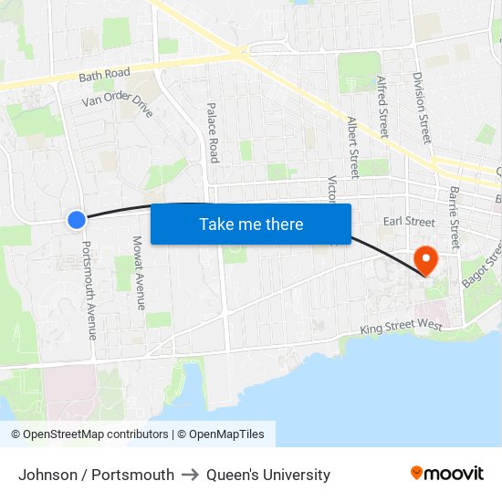 Portsmouth Avenue (South Side Of Johnson) to Queen's University map