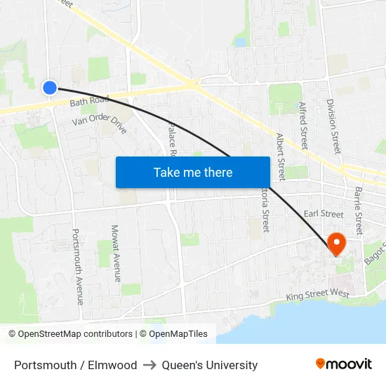 Portsmouth / Elmwood to Queen's University map