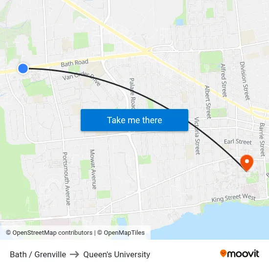 Bath / Grenville to Queen's University map