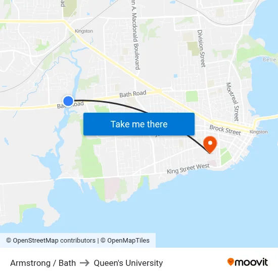 Armstrong / Bath to Queen's University map