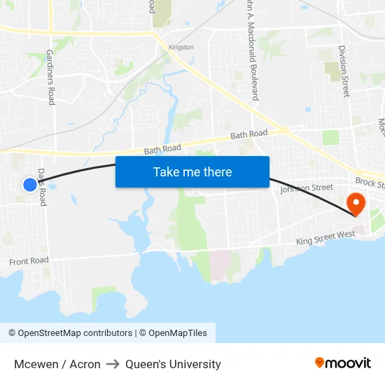 Mcewen / Acron to Queen's University map