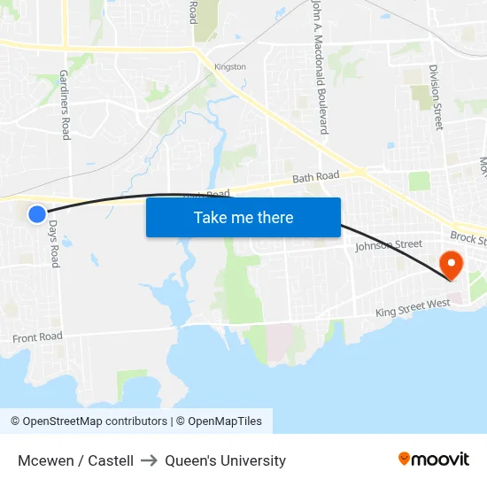 Mcewen / Castell to Queen's University map
