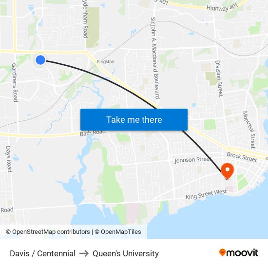 Centennial Drive (North Side Of Davis) to Queen's University map