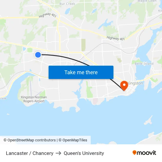 Lancaster / Chancery to Queen's University map