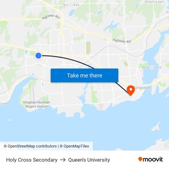 Holy Cross Secondary (South Side Of Woodbine) to Queen's University map