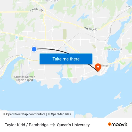 Taylor-Kidd / Pembridge to Queen's University map