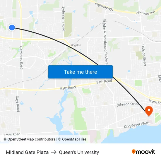Midland Gate Plaza to Queen's University map