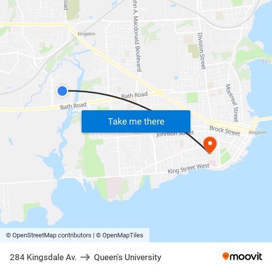 284 Kingsdale Av. to Queen's University map