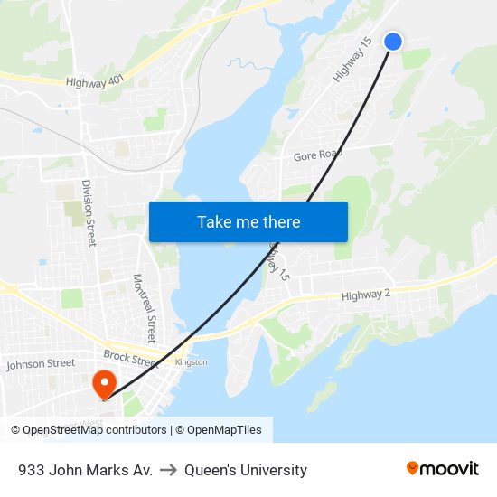 933 John Marks Av. to Queen's University map