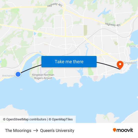 The Moorings to Queen's University map