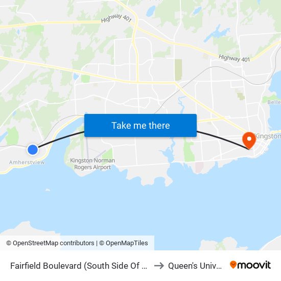 Fairfield Boulevard (South Side Of Amherst) to Queen's University map