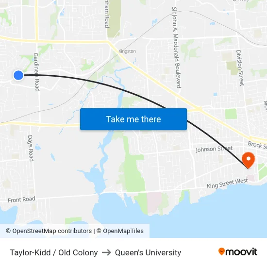 Taylor-Kidd / Old Colony to Queen's University map
