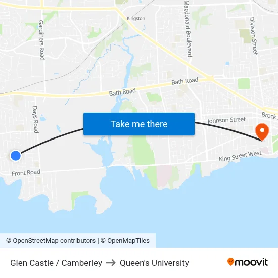 Glen Castle / Camberley to Queen's University map
