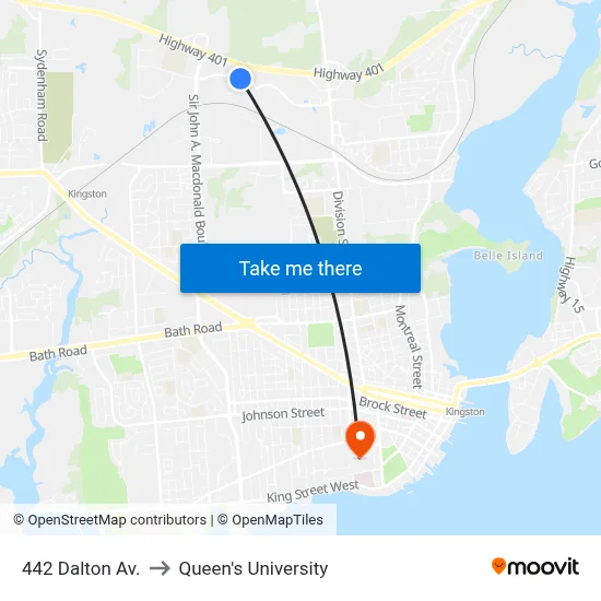 442 Dalton Av. to Queen's University map