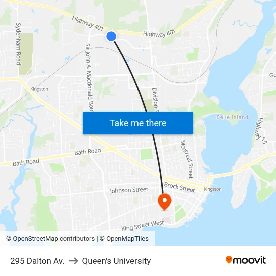295 Dalton Av. to Queen's University map