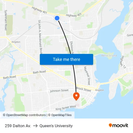 259 Dalton Av. to Queen's University map
