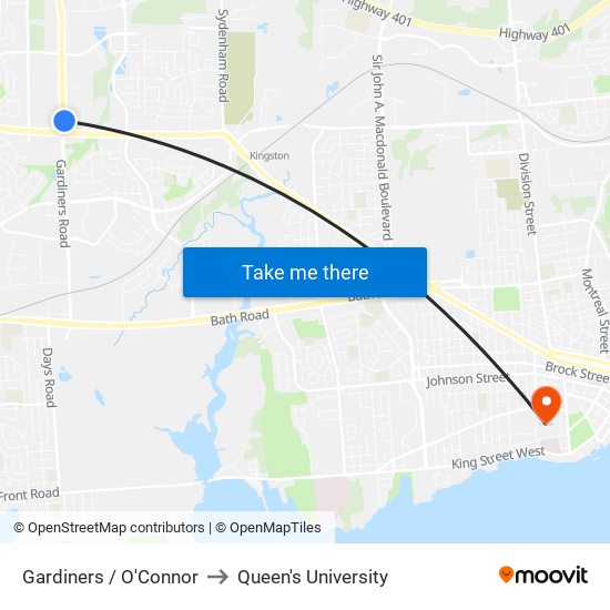 O'Connor Drive (East Side Of Gardiners) to Queen's University map