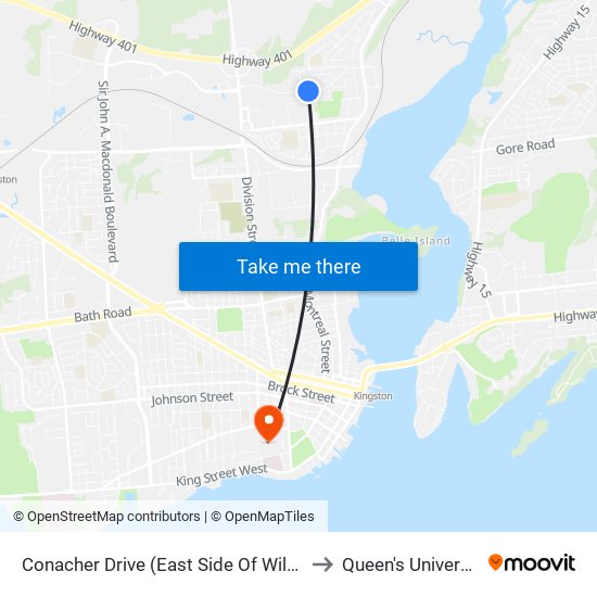 Conacher Drive (East Side Of Wilson) to Queen's University map