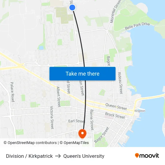 Division / Kirkpatrick to Queen's University map