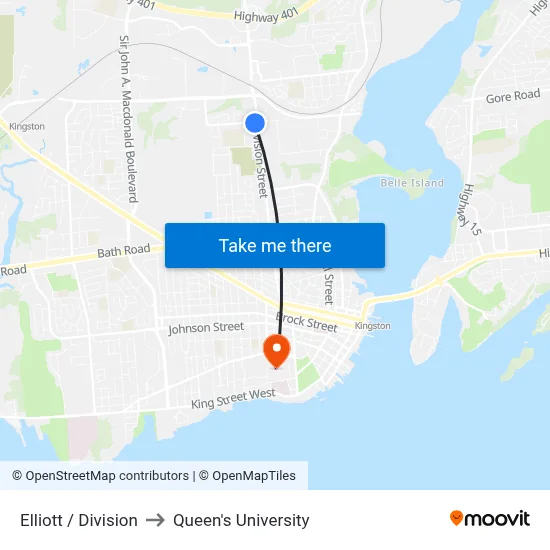 Elliott / Division to Queen's University map