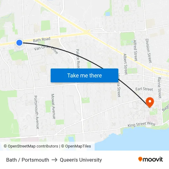 Bath / Portsmouth to Queen's University map
