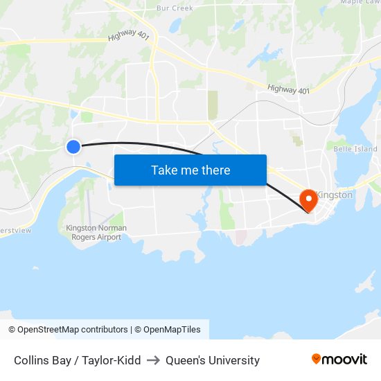 Collins Bay / Taylor-Kidd to Queen's University map