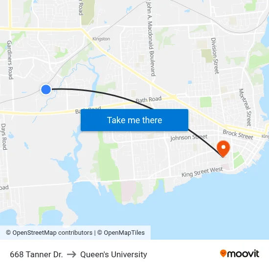 668 Tanner Dr. to Queen's University map