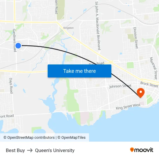 Best Buy to Queen's University map