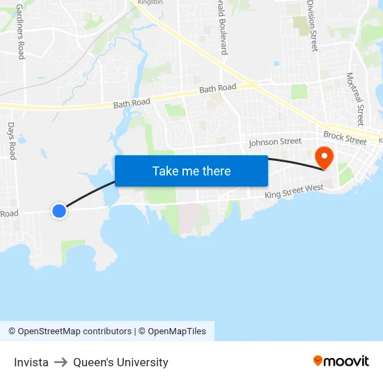 Invista to Queen's University map